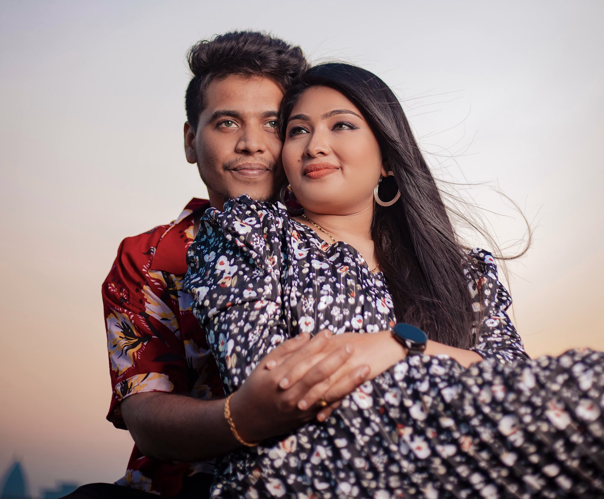Couple holding hands with visual symbols of boundaries and commitment
